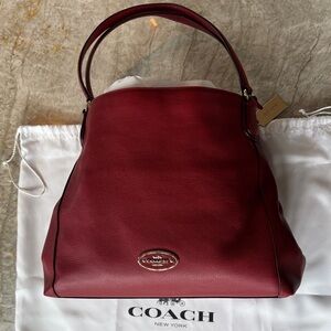 Coach Red Pebble Leather Dalton Bag